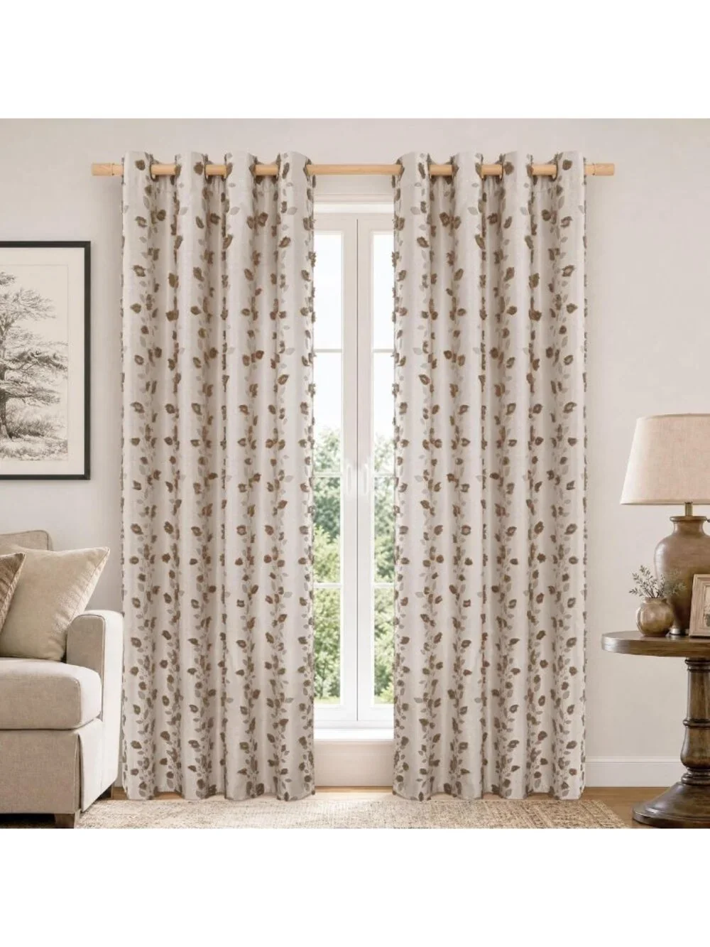 Cozy Brown Linen Curtains for Living Room - 84